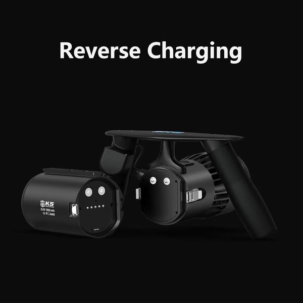 OMPHOBBY Edge K5 Scooter sous-Marin 50M étanche, Autonomie de 60 Minutes, Contrôle à 3 Vitesses Scooter Propulseur sous-Marin, Idéal pour la Plongée avec Tuba, la Plongée sous-Marine et Les Piscines