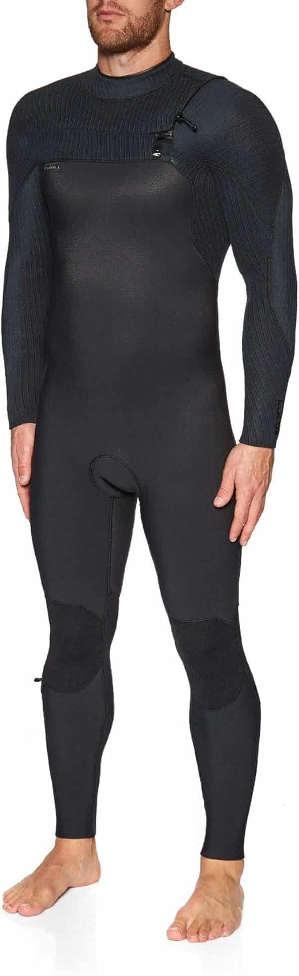 O';Neill Combinaison Hyperfreak 4/3 + mm pour Homme avec Fermeture Zippée Noire 5344 - Entrée pour Fermeture Éclair Zippée sur Une Barrière 360 avec Trous de Vidange -