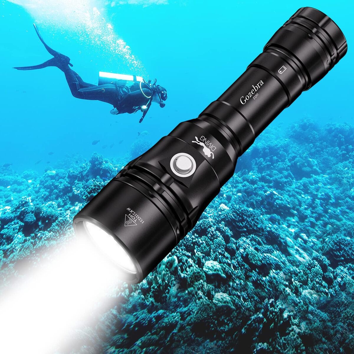 Test lampe de plongée LED 3600 lumens 3 modes