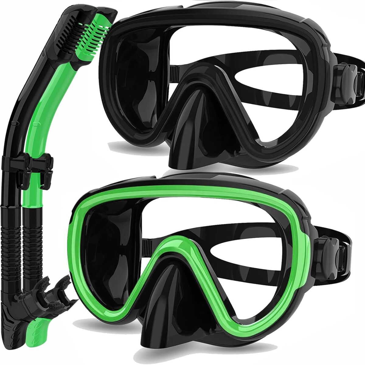 Test : masques de plongée secs Bairuifu (lot de 2) noir et vert