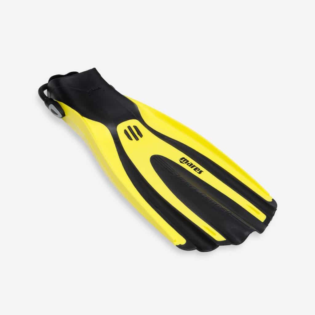 Test palmes Decathlon Mares avanti super channel jaunes